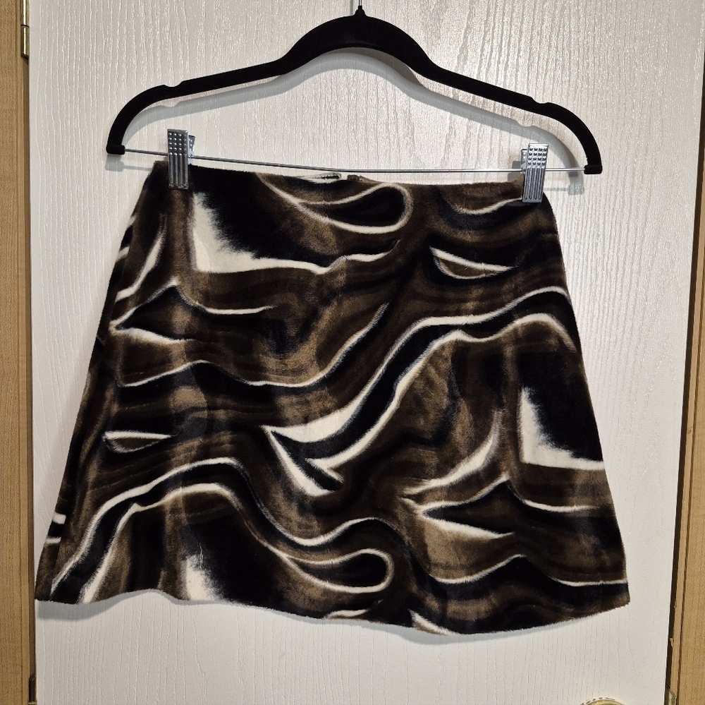 ☀️🌧Sense Abstract Brown and Black Mini Skirt